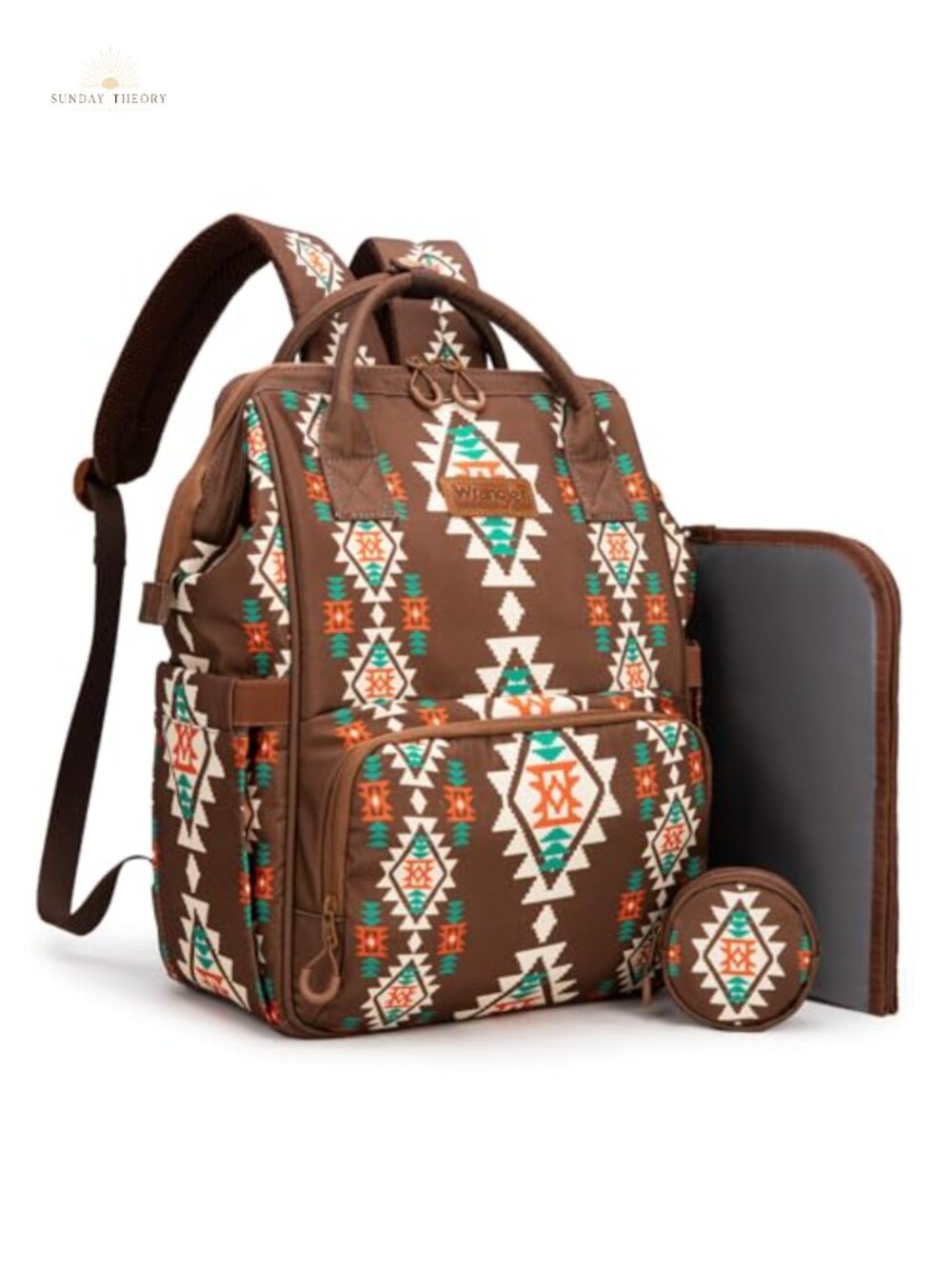 Wrangler Diaper Bag Backpack Aztec Pattern Travel Hiking Canvas Water Resistant